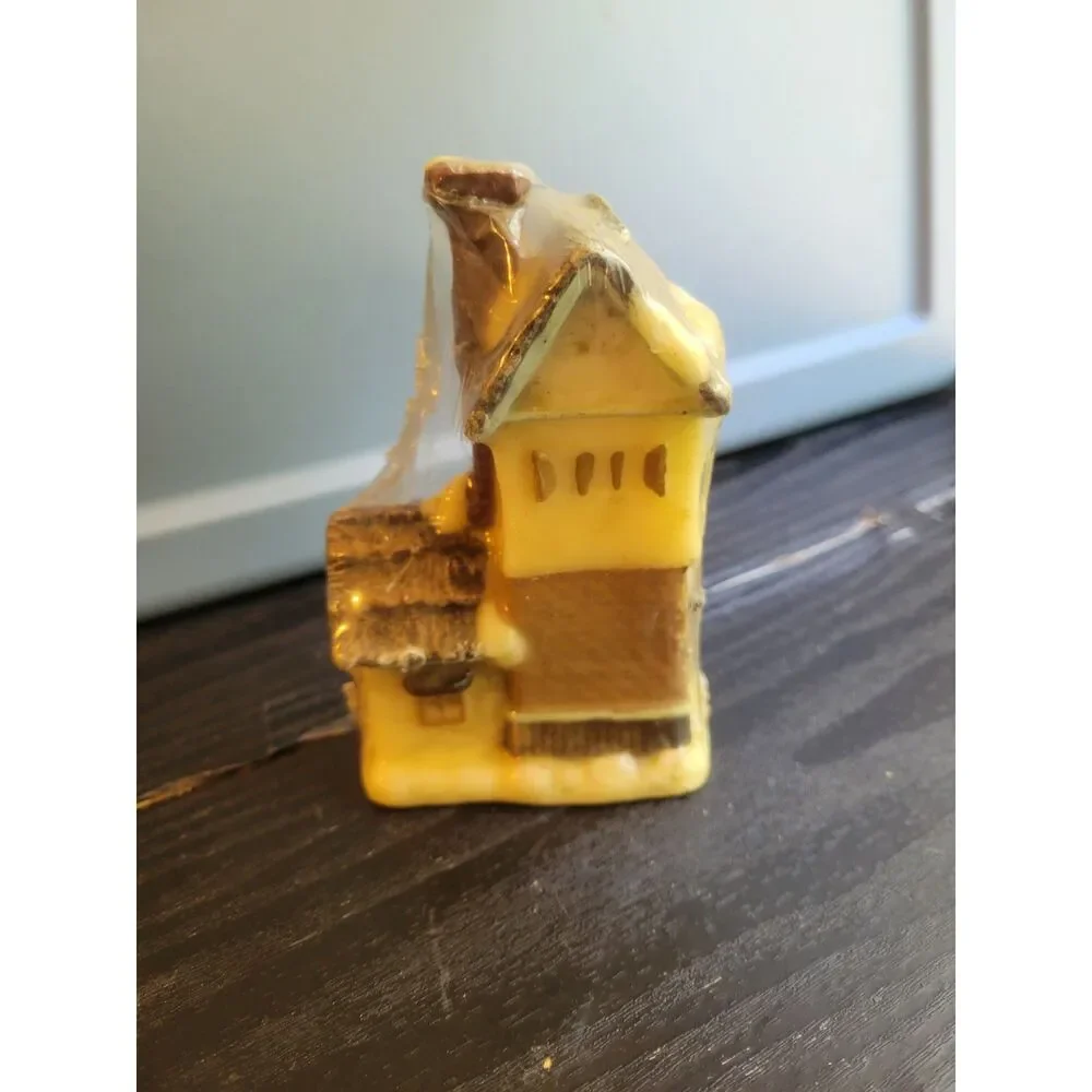 Vintage Grist Mill Candle Novelty Waterwheel House Wax Figurine Sealed